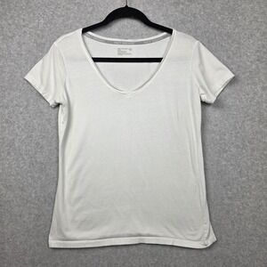 Pact Organic Shirt Womens Large White 100% Organic Cotton V Neck Basic Tee Top